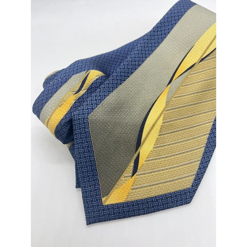 Signori dei Signori Mens Necktie 4x58 Silk Blue Abstract Design High Fashion Tie
